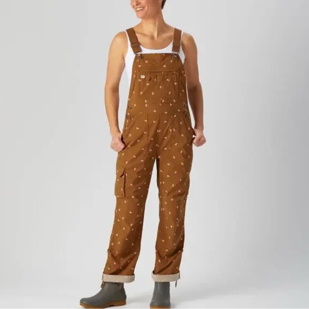 Duluth Trading Co Mushroom Print Heirloom Garden Overalls - XL x 33”
